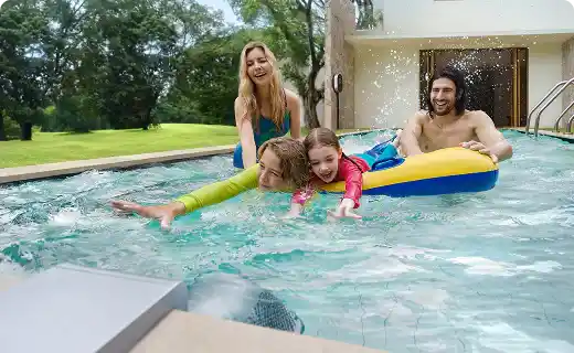 enjoy family fun in a pool with a swimjet